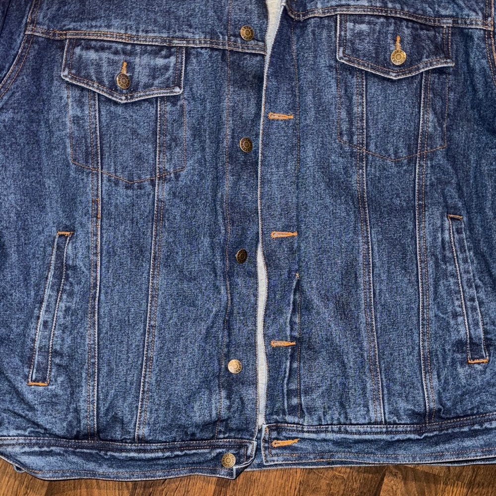 Vintage Oscar Jeans Mens Denim Jacket with Gray Hood size XXL - Picture 3 of 7